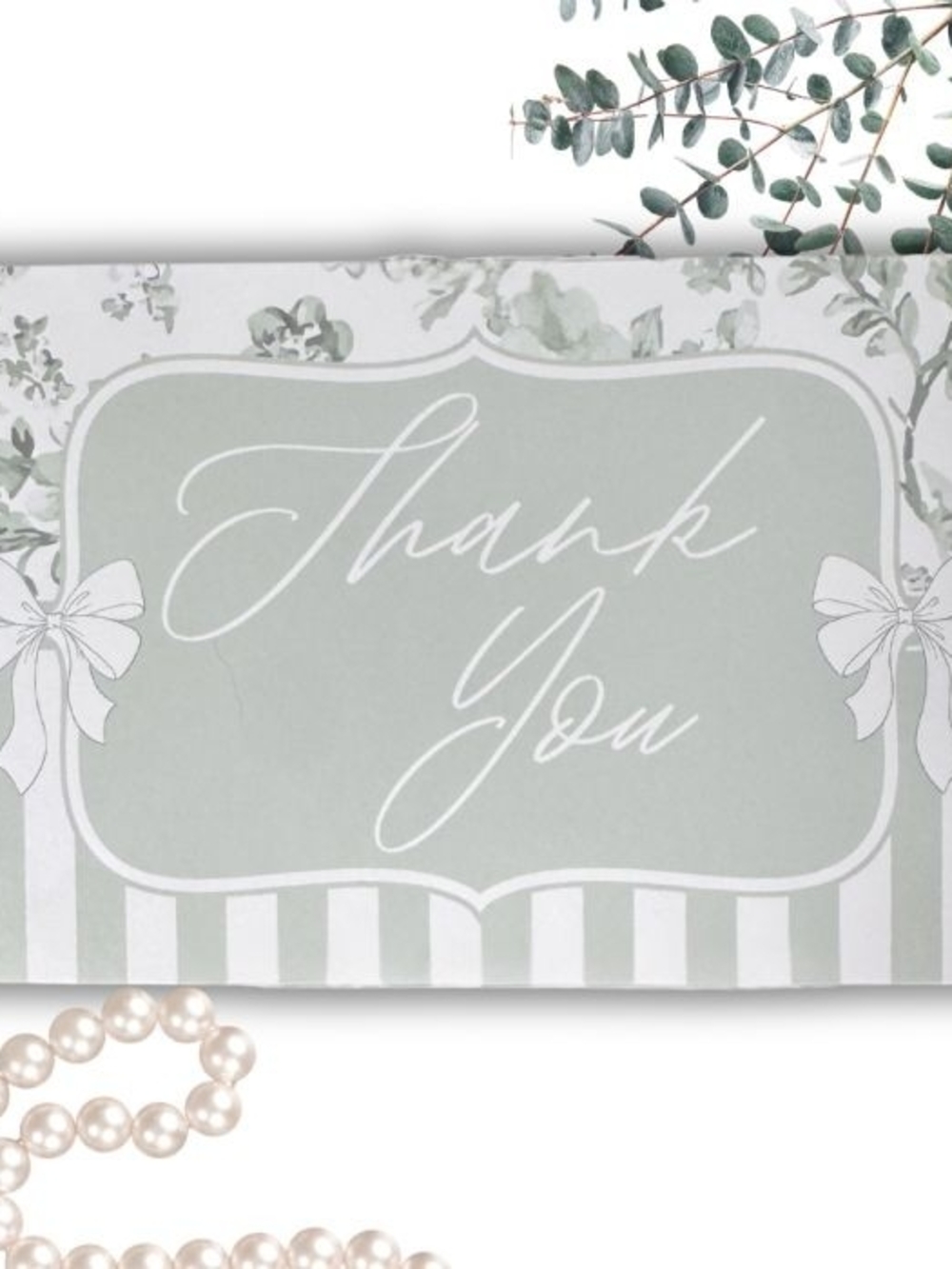 12x15.5 Poly Mailers (20) & Thank You Cards (20) 4x6 Sage Toile Bows Floral - Picture 3 of 4